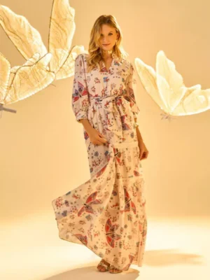 Vestido longo borboletas conceito